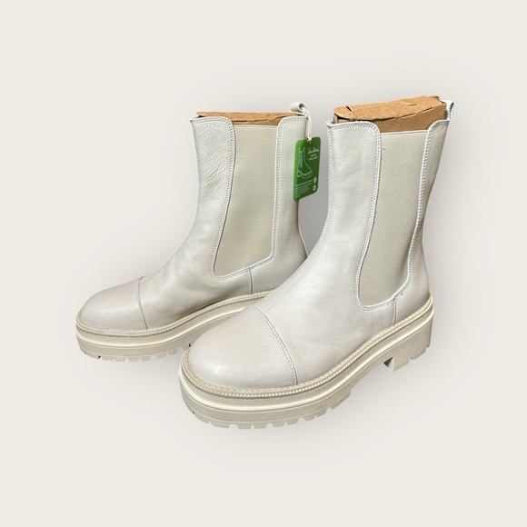 Sam Edelman Wellington Ivory Leather Lug-Sole Chelsea Boots 8.5W Water-Repellent - Picture 5 of 9